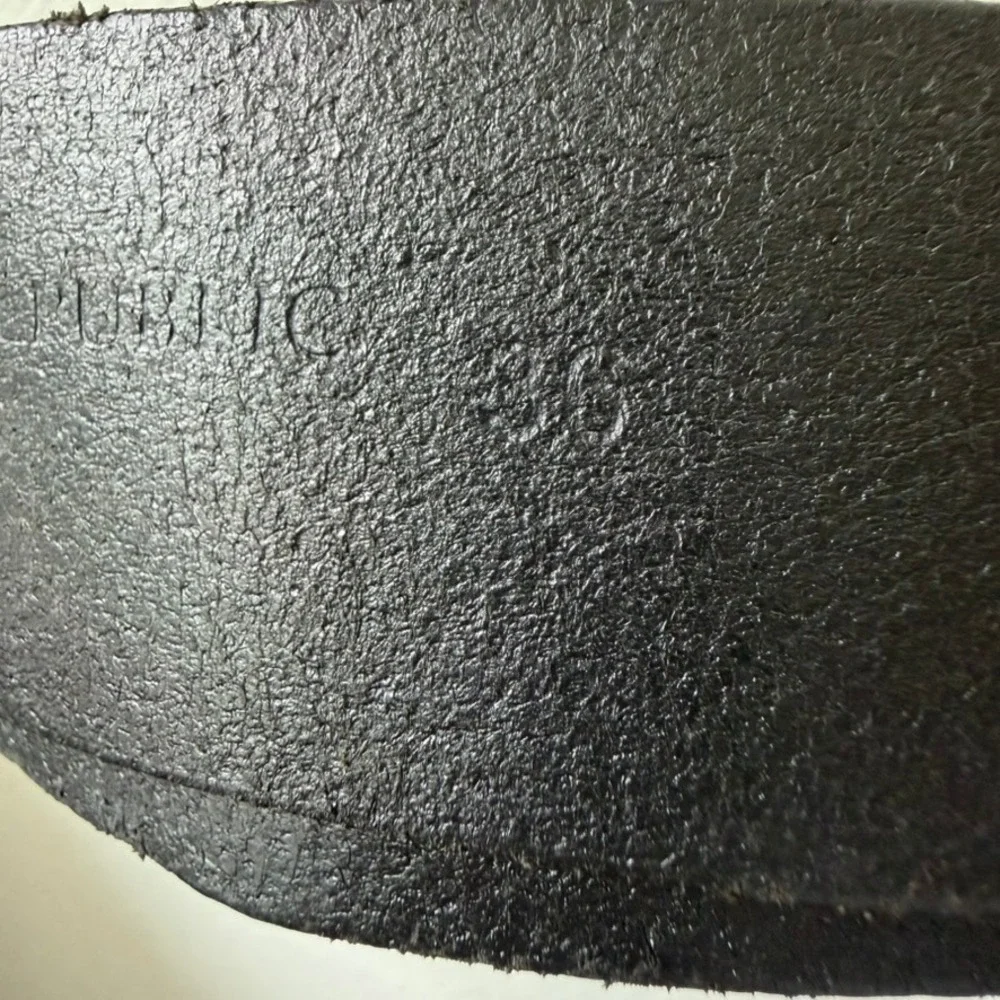 Banana Republic Leather Belt Mens 36 Black Brass Roller Buckle Casual Jeans